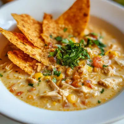 White Chicken Chili Recipe with Crispy Tortilla Strips – Easy & Delicious