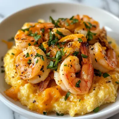 Delicious Shrimp & Creamy Cheddar Grits Recipe | Easy Southern Comfort Food