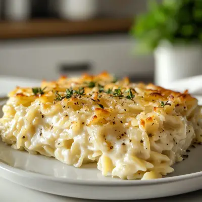 Creamy Cottage Cheese Baked Orzo with Roasted Garlic | Easy Comfort Food Recipe