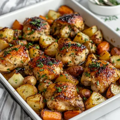 Sheet Pan Miso Honey Garlic Chicken & Root Vegetables Recipe | Easy One-Pan Dinner