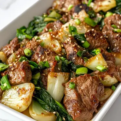 Easy Sheet Pan Korean BBQ Beef with Ginger Bok Choy | Quick & Flavorful Dinner Recipe