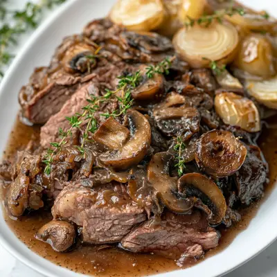 Slow Cooker Mushroom Roast Beef with Onion Gravy | Easy Comfort Food Recipe