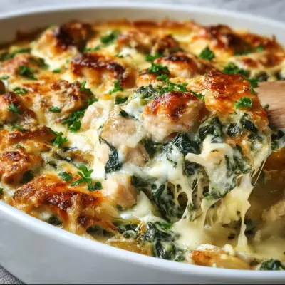 Delicious Cheesy Chicken and Spinach Casserole Recipe | Easy & Healthy Comfort Food