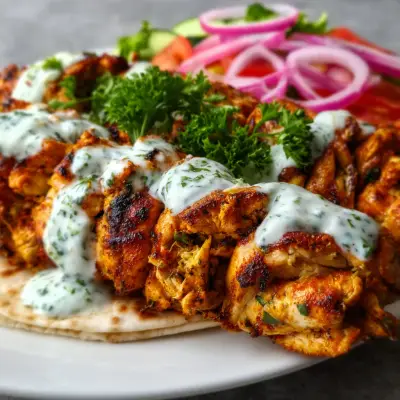Delicious Chicken Shawarma with Creamy Yogurt Sauce Recipe | Easy & Authentic