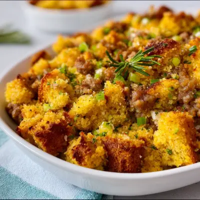 Southern Cornbread Stuffing with Sausage Recipe | Savory Holiday Side Dish