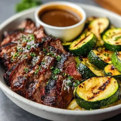 Grilled Steak Bowl with Savory Sauce & Perfectly Grilled Zucchini Recipe