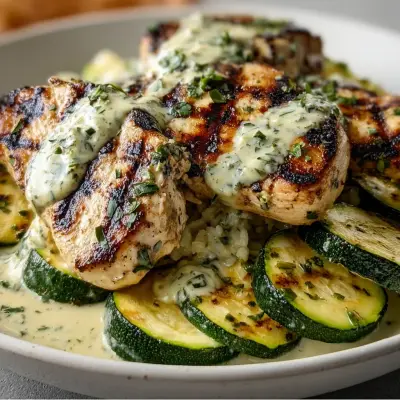 Grilled Chicken with Zucchini & Creamy Herb Sauce | Healthy & Delicious Recipe