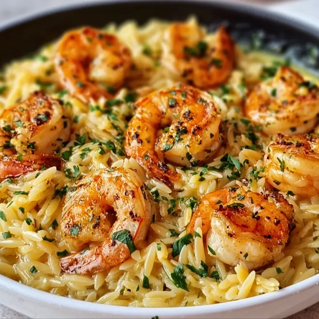 Delicious Shrimp Orzo in Lemon Garlic Sauce Recipe | Easy & Flavorful Seafood Pasta