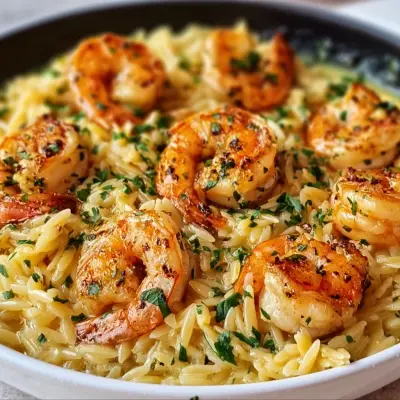 Delicious Shrimp Orzo in Lemon Garlic Sauce Recipe | Easy & Flavorful Seafood Pasta