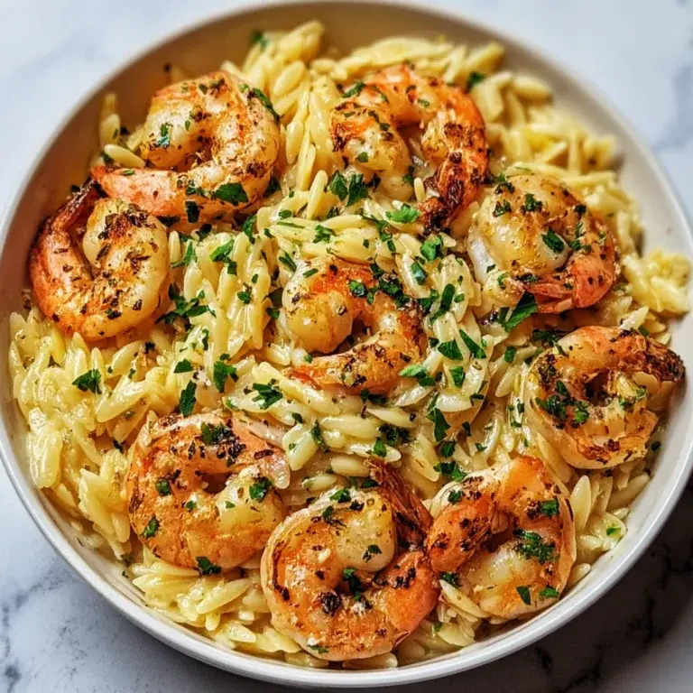 Delicious Shrimp Orzo in Lemon Garlic Sauce Recipe | Easy & Flavorful Seafood Pasta