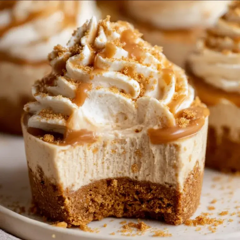 No-Bake Mini Biscoff Cheesecakes with Cookie Butter Whipped Cream – Easy & Delicious Dessert Recipe