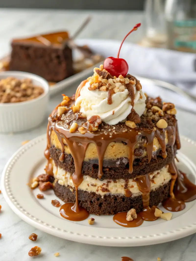 Caramel Hot Fudge Sundae Cake