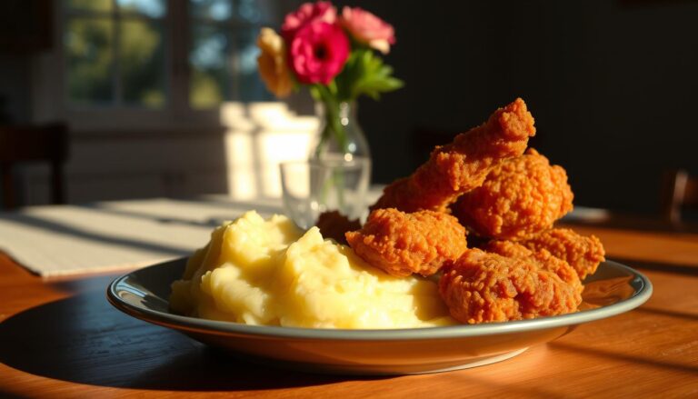fried chicken and mashed potatoes