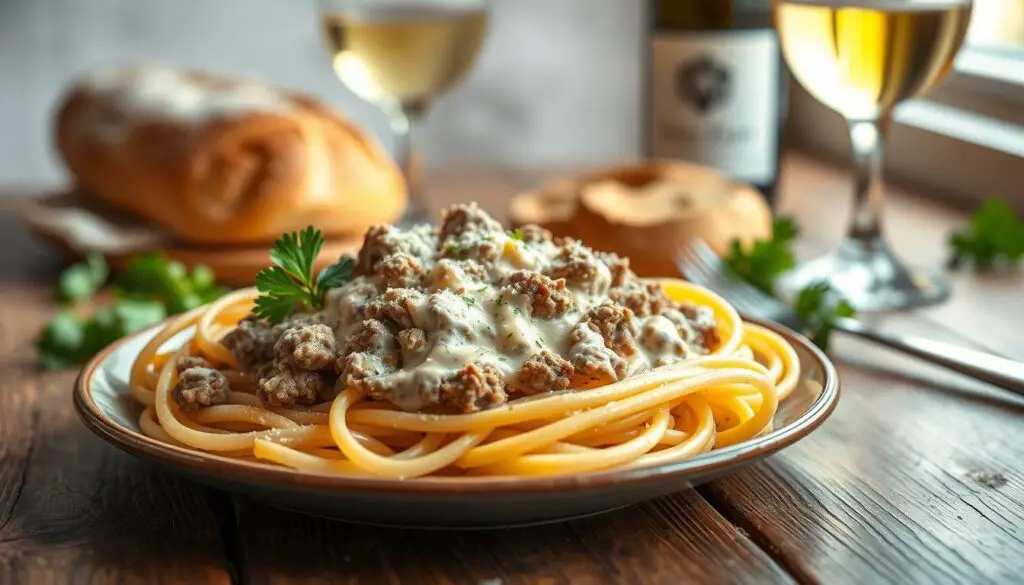 ground beef alfredo recipe