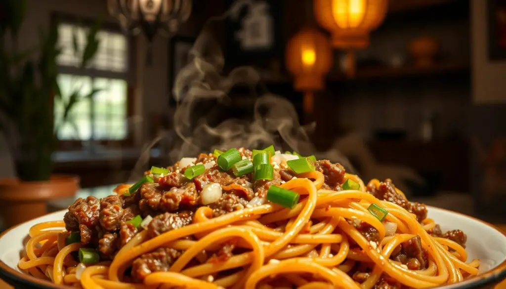 Mongolian Ground Beef Noodles
