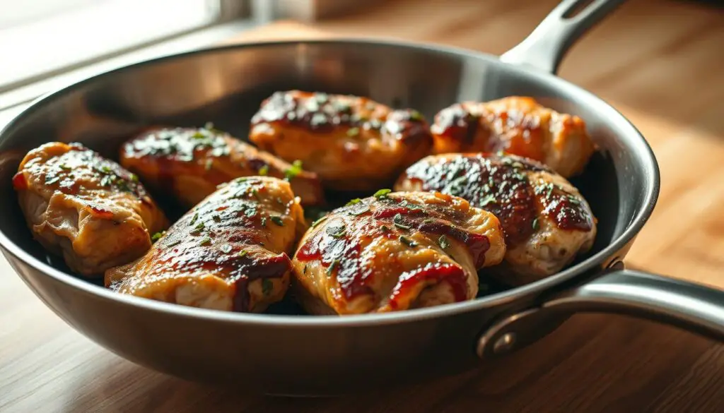 cooking chicken in a skillet