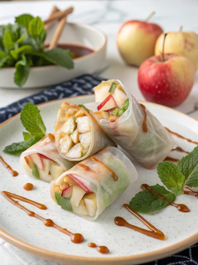 Baked Apple Pie Rice Paper Rolls