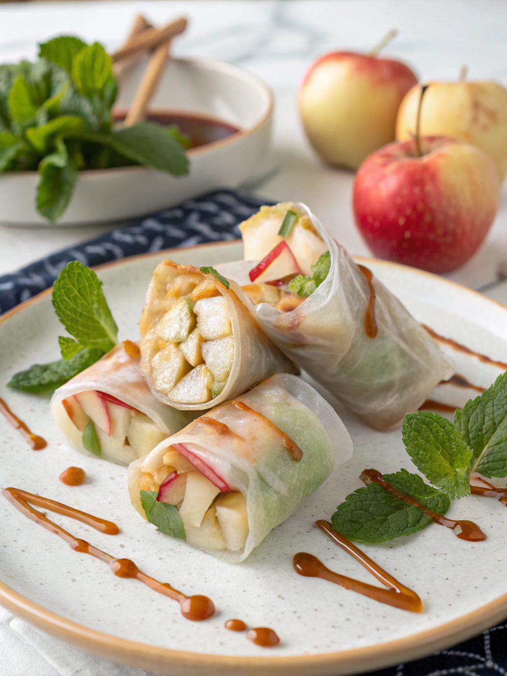 Baked Apple Pie Rice Paper Rolls