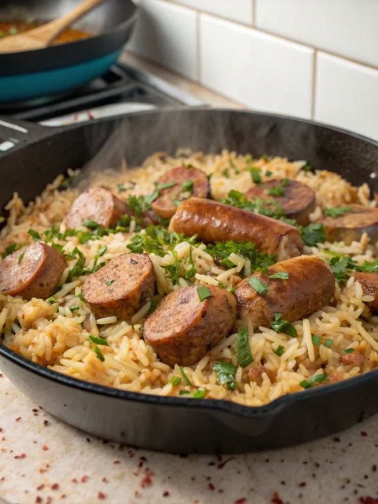 Beef Sausage And Rice Skillet