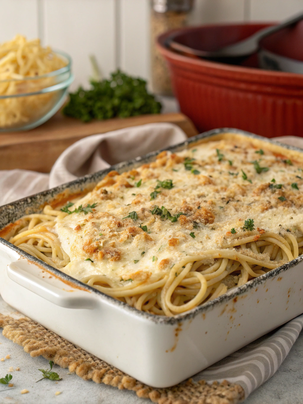 CREAM CHEESE SPAGHETTI CASSEROLE