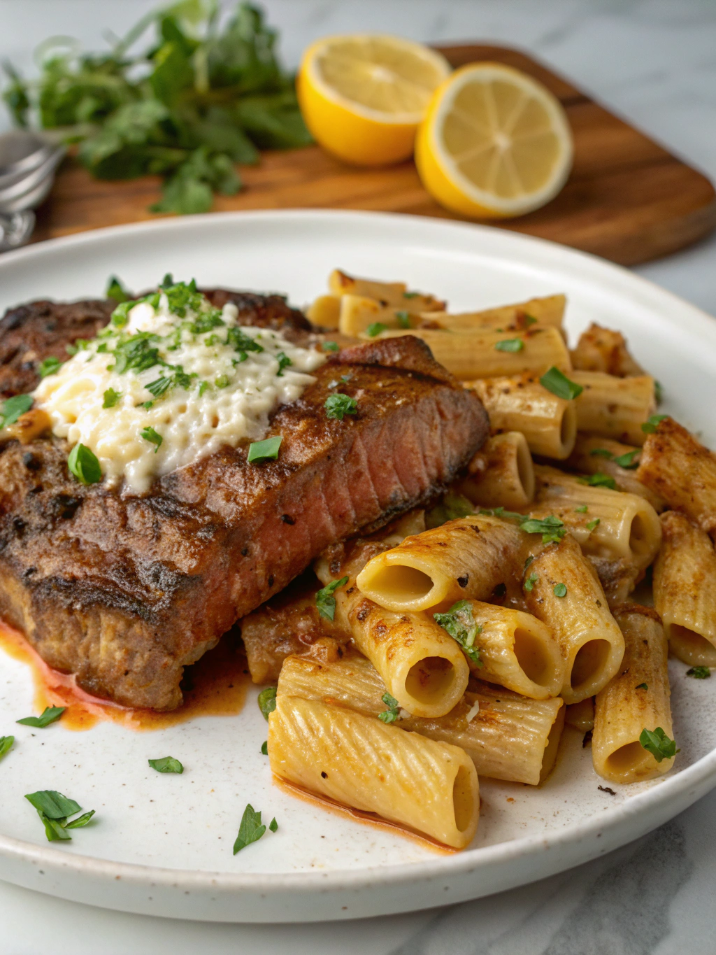 Cajun Steak with Rigatoni