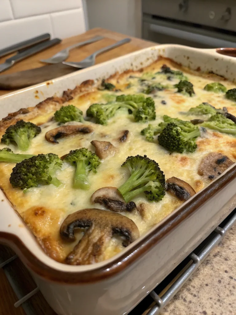 Cheesy Mushroom and Broccoli Casserole