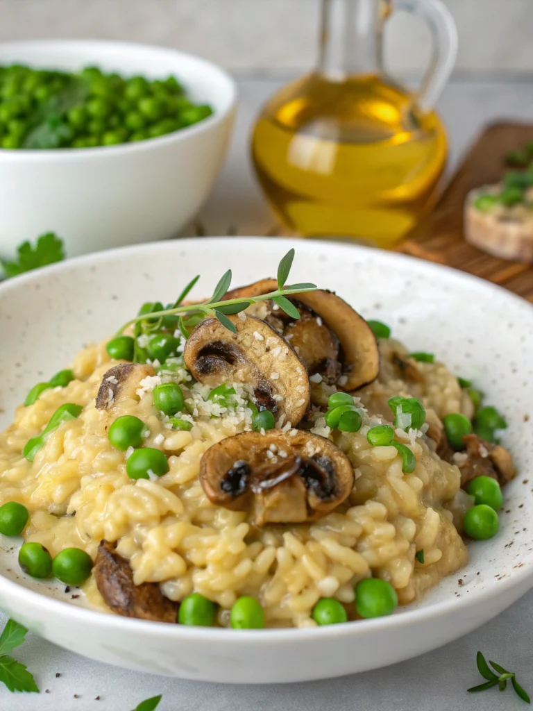 Mushroom Risotto with Peas