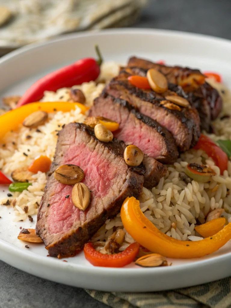 Pepper Steak and Rice Pilaf