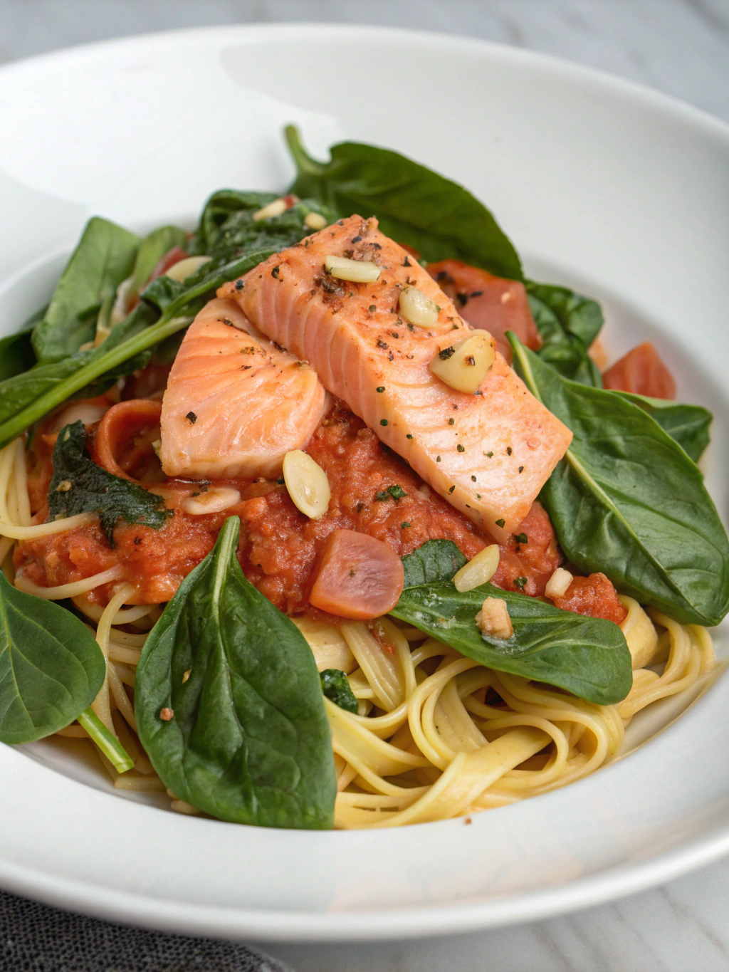 Salmon Spinach Pasta
