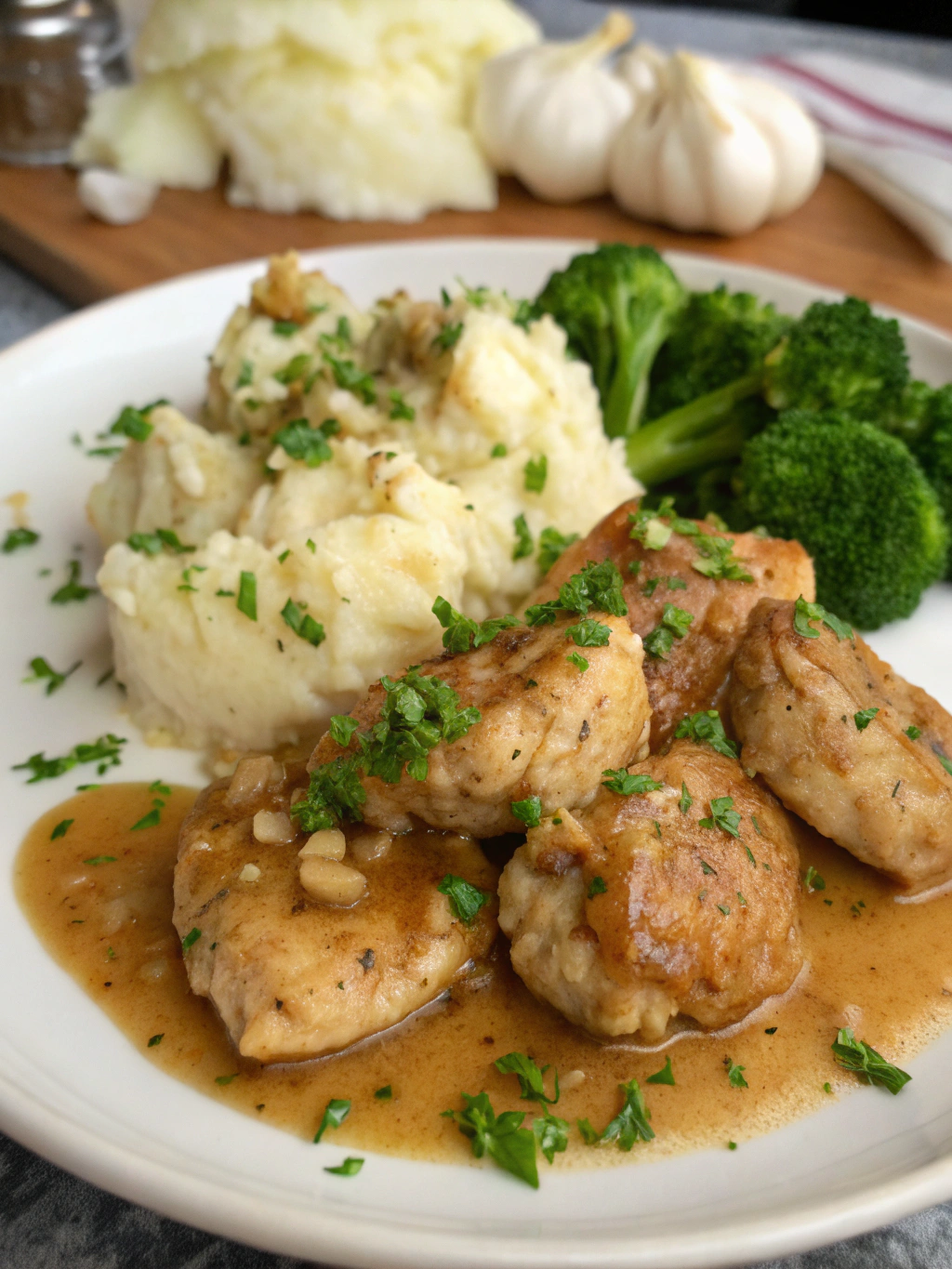 Garlic Chicken with Mashed Potatoes