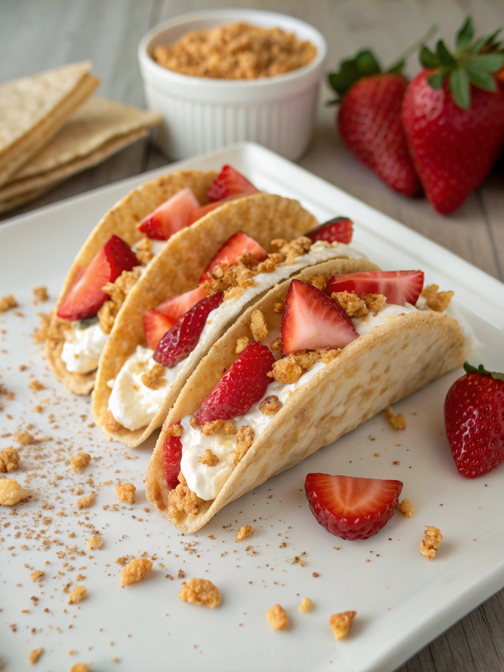 Strawberry Crunch Cheesecake Tacos